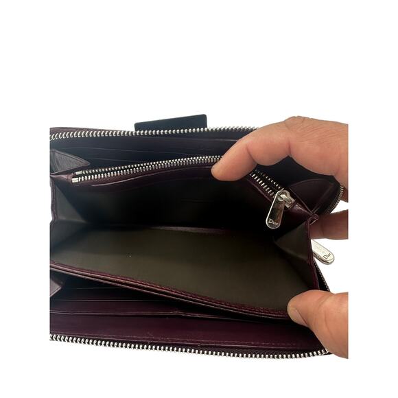 Christian Dior‎ Diorissimo Pattern Vingtage Continental Patton Burgundy Wallet - Picture 8 of 11